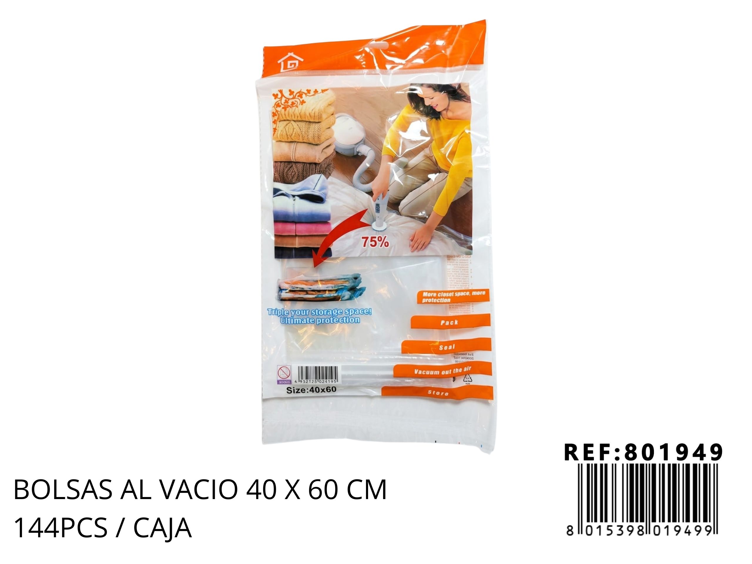 Bolsa Organizadora al Vacío para Ropa con Válvula de Succión - Medida 40x60 cm