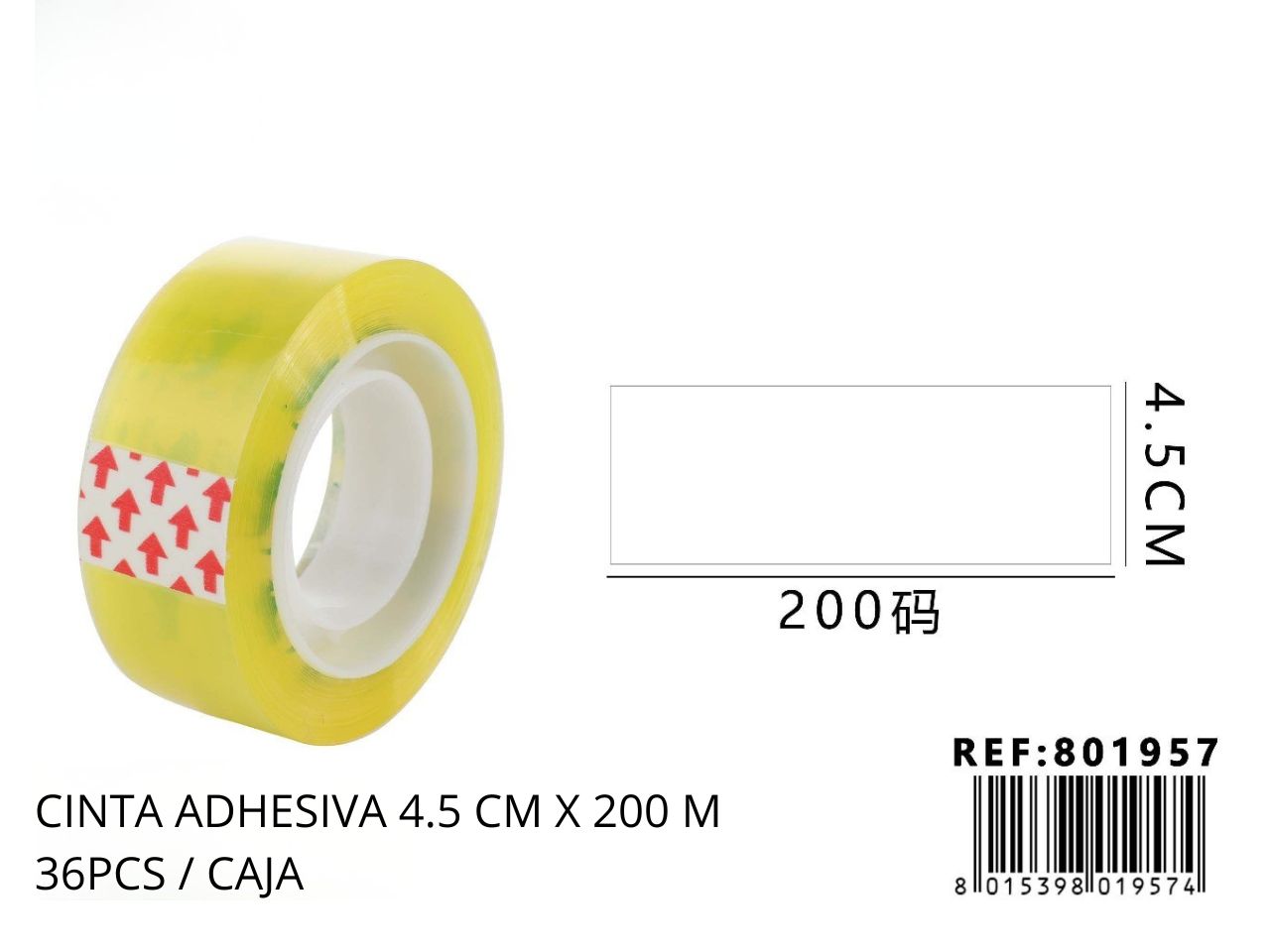 Cinta Adhesiva Transparente de Embalaje 4.5 cm x 200 m – Rollo de Cinta para Empaque Resistente