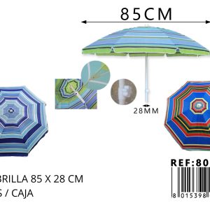 Sombrilla de Playa 85 cm con Poste 28 mm – Parasol Compacto para Playa, Jardín y Exterior