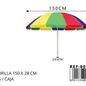 Sombrilla de Playa 150cm con Poste 28 mm – Parasol Compacto para Playa, Jardín y Exterior
