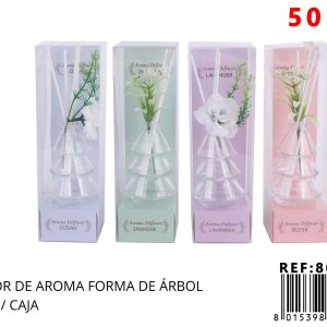 Difusor de Aromas 50 ml con Varillas – Ambientador Decorativo para Hogar (Lavanda, Jazmín, Rosa y Océano)