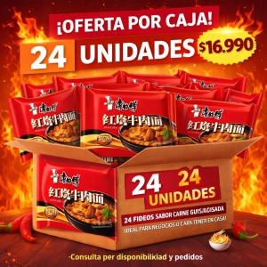 Fideos Instantáneos Kang Shi Fu Sabor Carne Estofada – Caja 24 Unidades Oferta Mayorista
